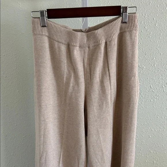 Beige Knit CardiganSet with Tie Front and Knit Pants - Picture 2 of 8